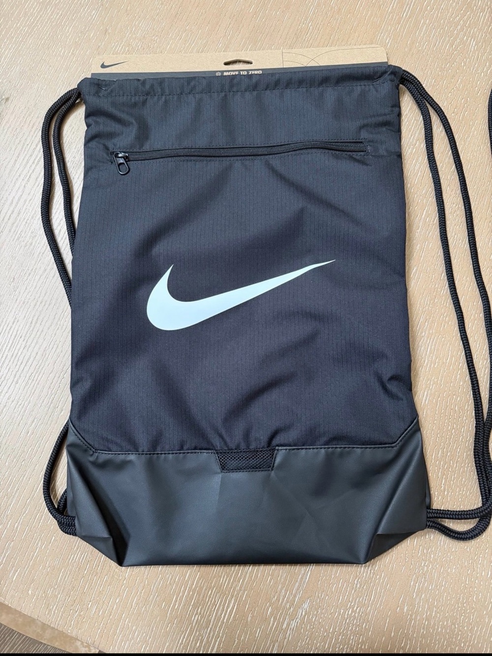 Nike Black Drawstring Backpack with White Swoosh